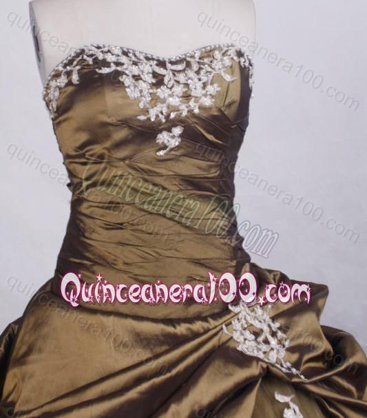 Brand New Ball Gown Strapless Brown Pick-ups and Appliques Quinceanera Dresses