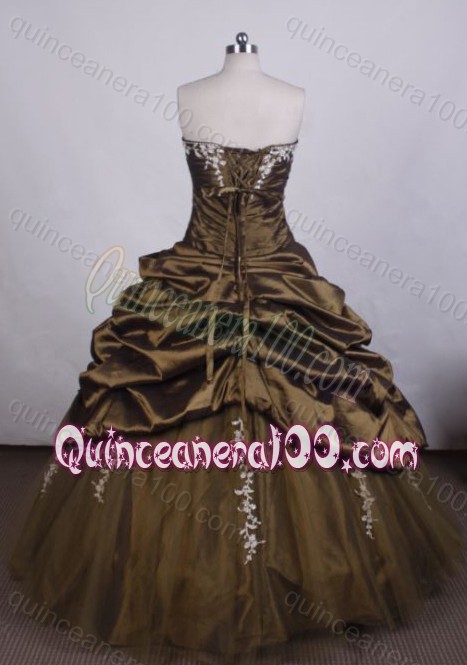 Brand New Ball Gown Strapless Brown Pick-ups and Appliques Quinceanera Dresses