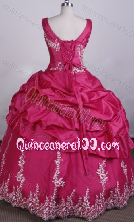 Fashionable Ball Gown V-Neck Appliques and Pick-ups Hot Pink Quinceanera Dresses