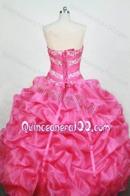 Romantic Rose Pink Ball Gown Sweetheart Organza Beading and Pick-ups Quinceanera dress