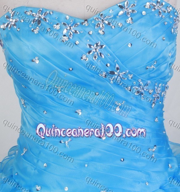 Exclusive Ball Gown Sweetheart Beading and Ruffles Quinceanera Dress in Teal