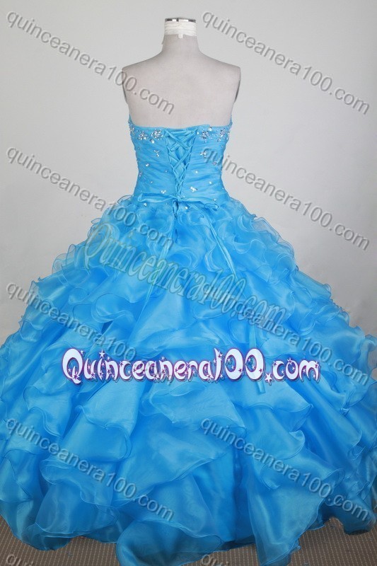 Exclusive Ball Gown Sweetheart Beading and Ruffles Quinceanera Dress in Teal