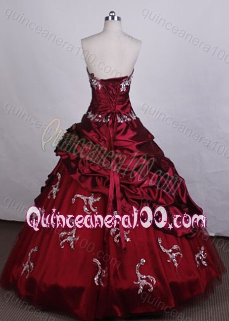 Exquisite Red Strapless Ball Gown Beading And Appliques Quinceanera Dresses