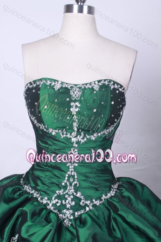 Hunter Green Strapless Fashionable Ball Gown Beading and Pick-ups Quinceanera Dresses