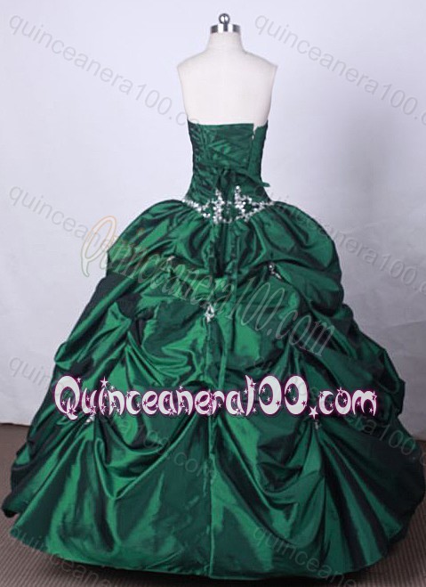 Hunter Green Strapless Fashionable Ball Gown Beading and Pick-ups Quinceanera Dresses