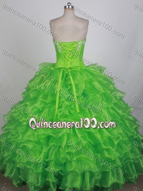 Luxurious Spring Green Ball Gown Strapless Embroidery Quinceanera Dresses