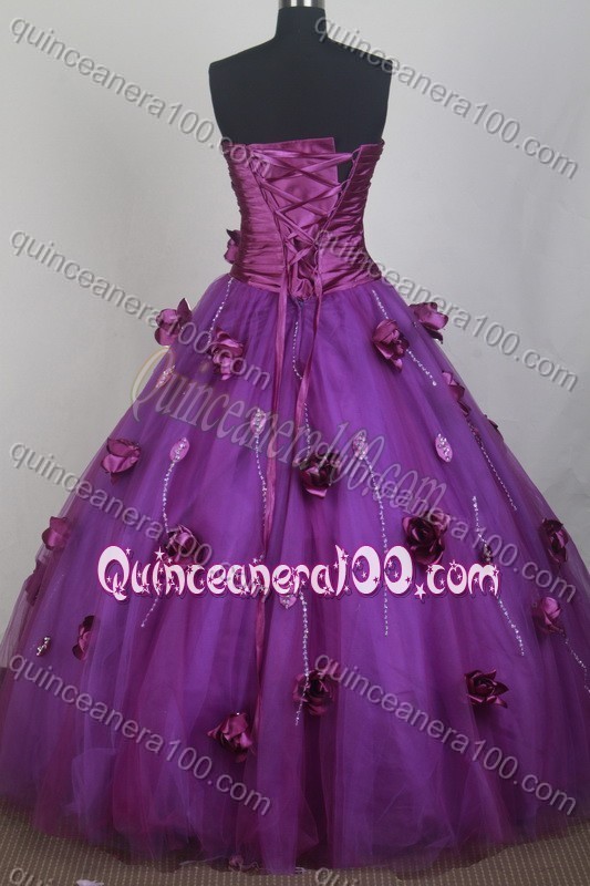 Romantic Ball Gown Sweetheart Hand Made Flowers Quinceanera Dresses