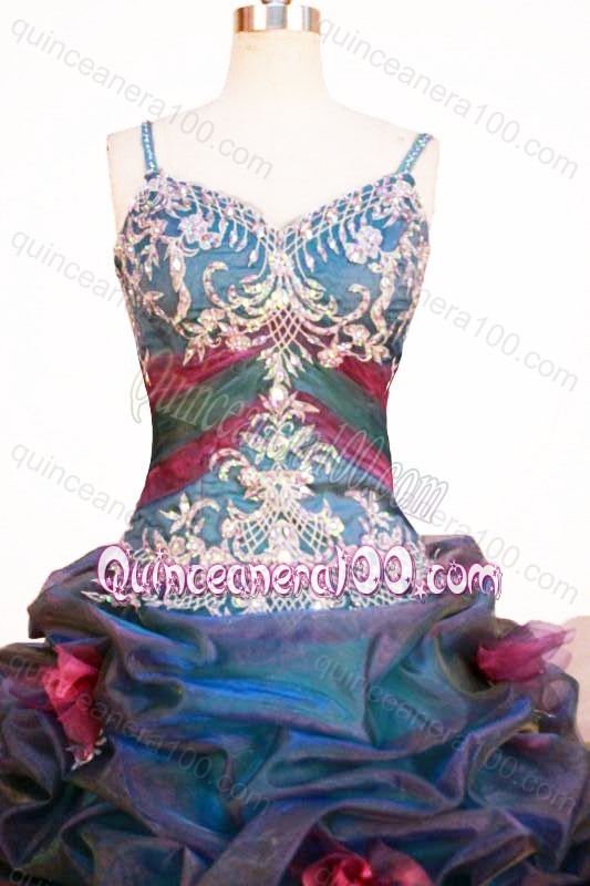 Romantic Straps Ball Gown Quinceanera Dresses With Appliques and Pick-ups