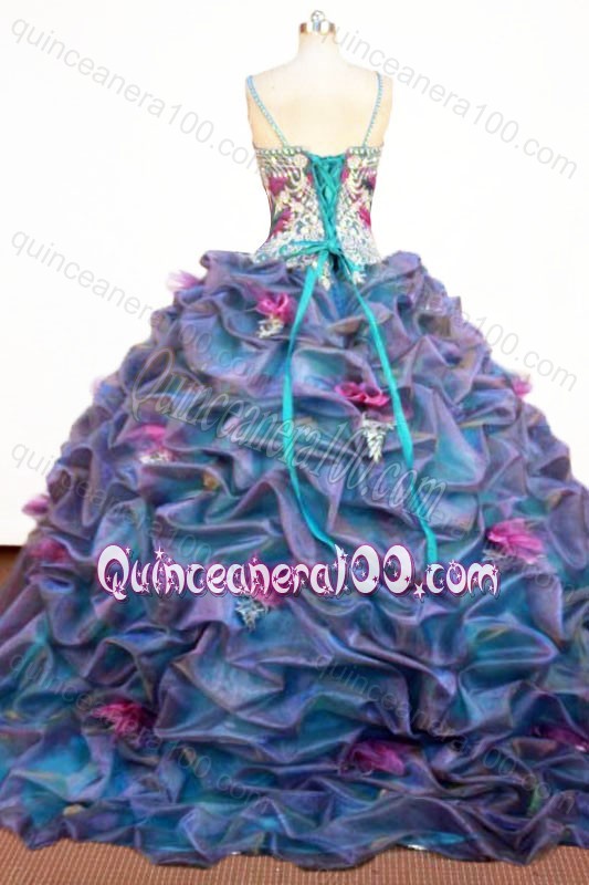 Romantic Straps Ball Gown Quinceanera Dresses With Appliques and Pick-ups