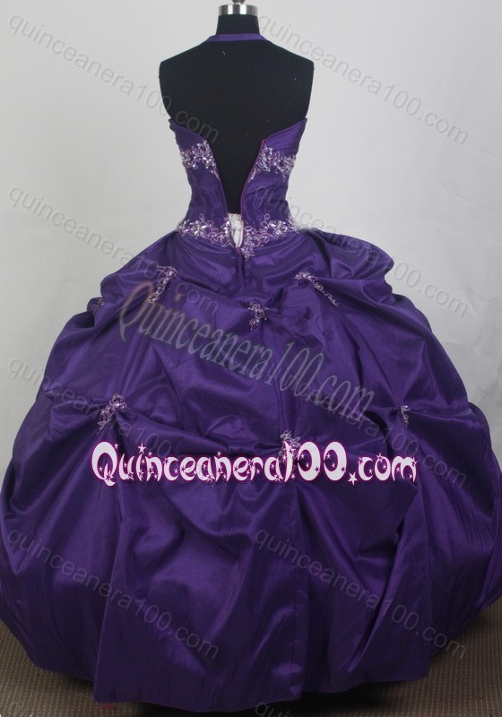 Sweetheart Appliques and Pick-ups Quinceanera Dress in Purple