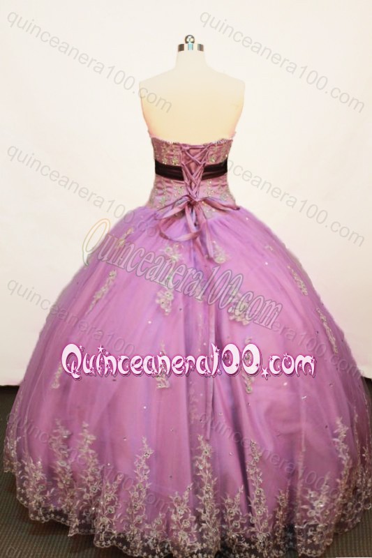 Affordable Sweetheart Ball Gown Lilac Quinceanera Dress With Appliques And sashes