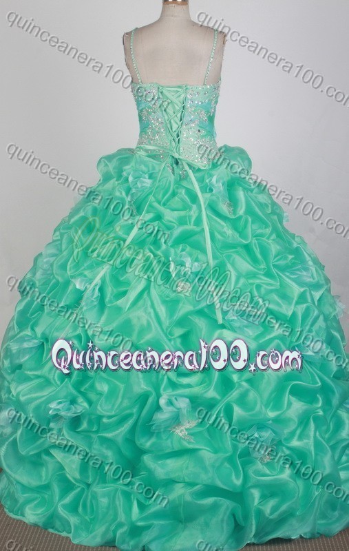 Beautiful Green Ball Gown Straps Appliques And Pick-ups Quinceanera Dress