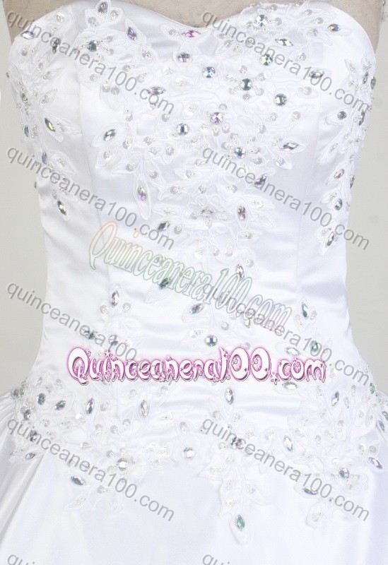 Exclusive Ball Gown Sweetheart White Beading And Embroidery Quinceanera Dress