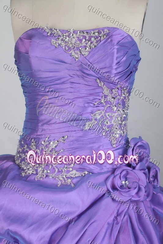 Exclusive Lavender Embroidery Ball Gown Strapless Quinceanera Dresses With Pick-ups