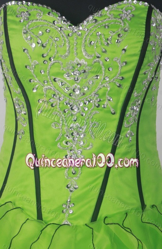 Fashionable Ball Gown Strapless Floor-length Spring Green Quinceanera Dress