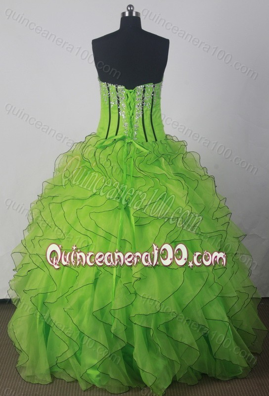 Fashionable Ball Gown Strapless Floor-length Spring Green Quinceanera Dress