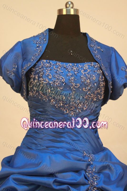 Perfect Strapless Blue Ball gown Quinceanera Dress With Pick-ups And Appliques