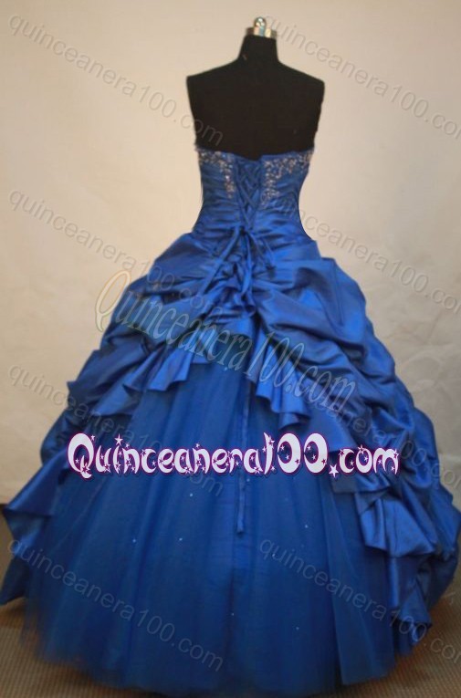 Perfect Strapless Blue Ball gown Quinceanera Dress With Pick-ups And Appliques