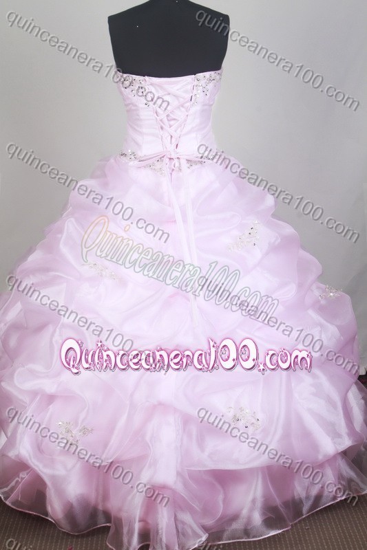 Romantic Beading Ball Gown Strapless Baby Pink Quinceanera Dresses