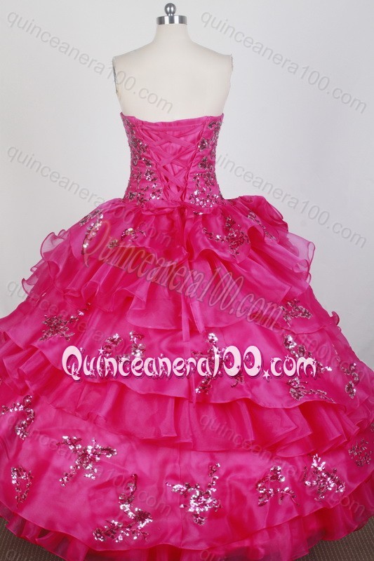 Sequins and Ruffles Ball Gown Sweetheart Luxurious Quinceanera Dress in Red