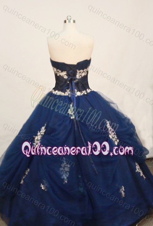 Wonderful Ball gown Navy Blue Strapless Pick-ups And Appliques Quinceanera Dress