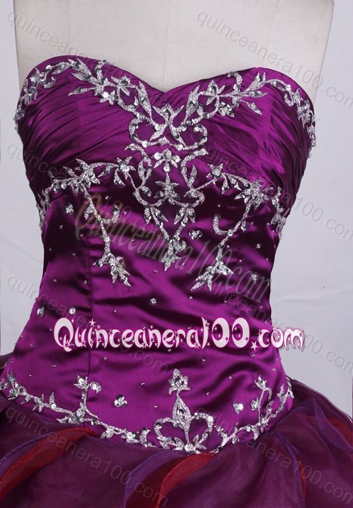 Beautiful Purple Ball Gown Sweetheart Ruffles And Beading Quinceanera Dresses