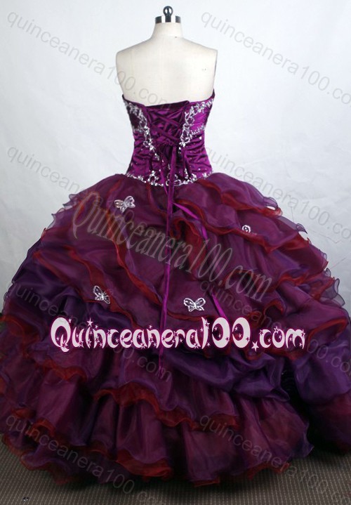 Beautiful Purple Ball Gown Sweetheart Ruffles And Beading Quinceanera Dresses