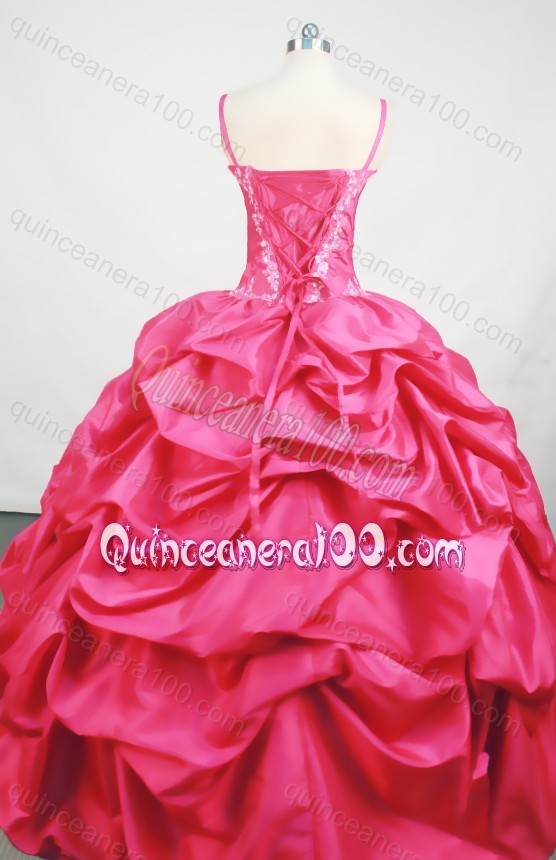 Hot Pink Affordable Ball Gown Straps Beading and Appliques Quinceanera Dresses