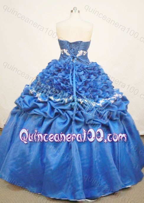 Luxurious Sweetheart Ball Gown Embroidery and Ruffles Quinceanera Dress In Blue