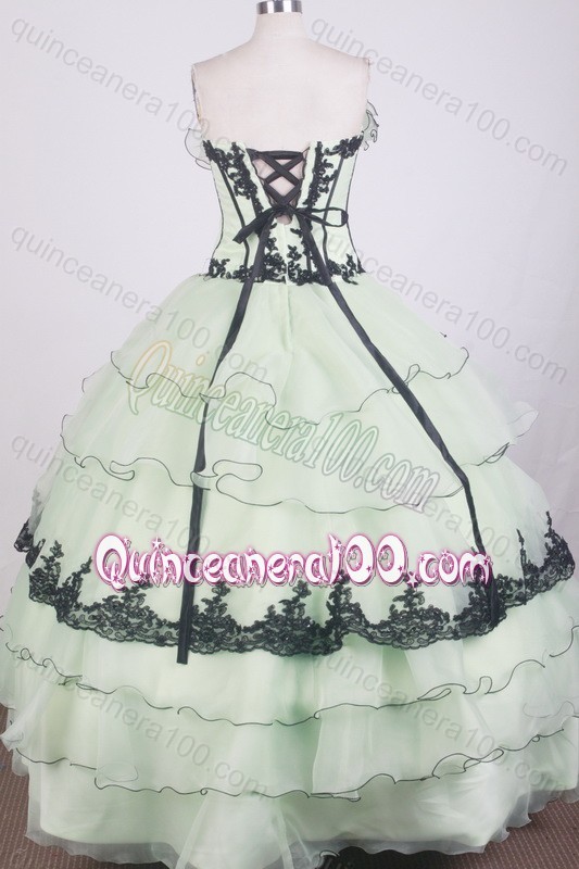 Romantic Ball Gown Embroidery and Ruffles Apple Green Quinceanera Dress