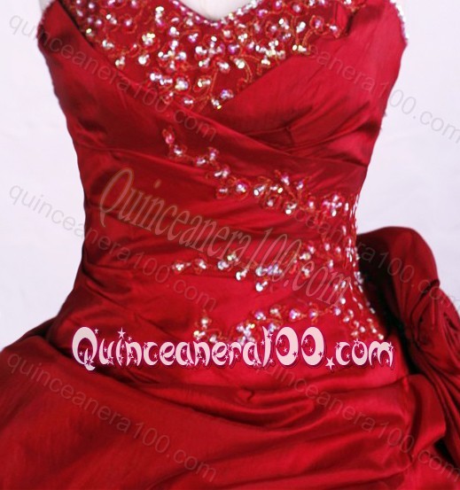 Wine Red Simple Ball Gown Sweetheart Beading And Pick-ups Quinceanera Dresses