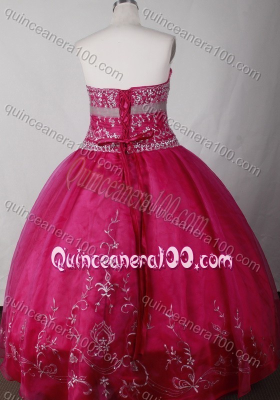 Cute Ball Gown Strapless Beaded Decorate Quinceanera Dress in Fuchsia