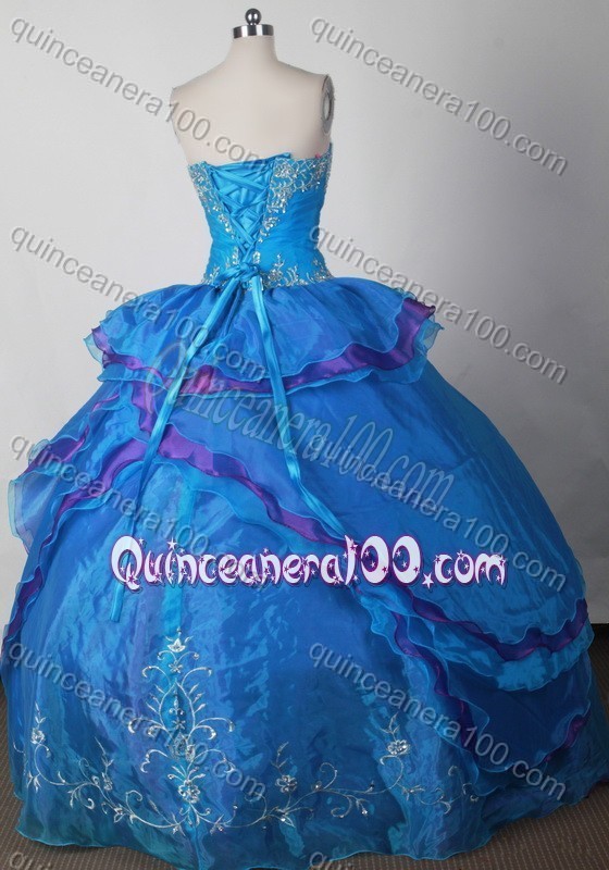 Exquisite Blue Ball Gown Sweetheart Beading And Ruffles Quinceanera Dress