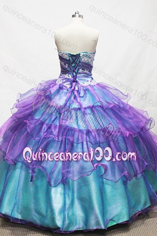 Gorgeous Ball Gown Sweetheart Appliques And Ruffled layers Quinceanera dress