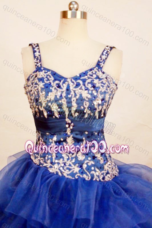 The most Popular Ball Gown Straps Blue Quinceanera Dresses with Appliques and Beading