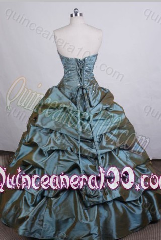 Affordable Ball Gown Strapless Olive Green Beading And Pick-ups Quinceanera Dresses