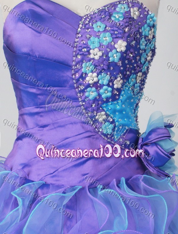 Amazing Colorful Ball Gown Sweetheart Beading And Appliques Quinceanera Dress