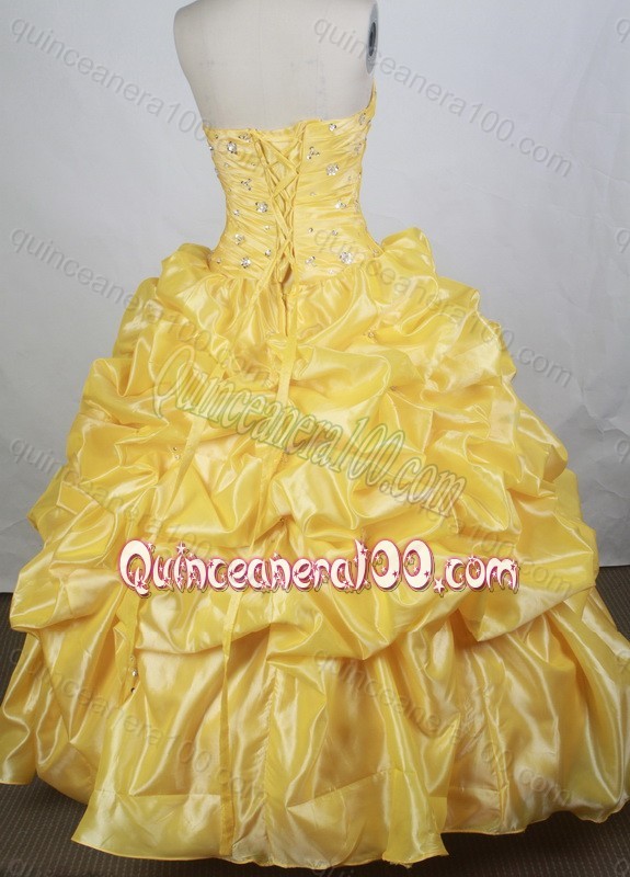 Brand New Yellow Ball gown Strapless Beading Quinceanera Dresses