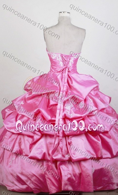 Gorgeous Ball Gown Strapless Appliques and Pick-ups Quinceanera Dresses in Rose Pink