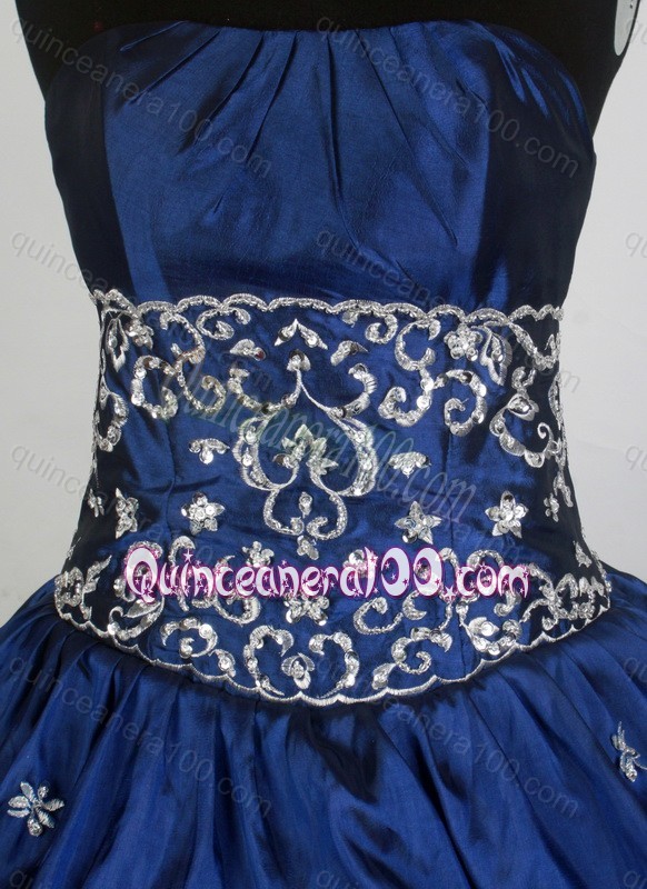 Royal Blue Strapless Full Lenght Quinceanera Dresses with Appliques