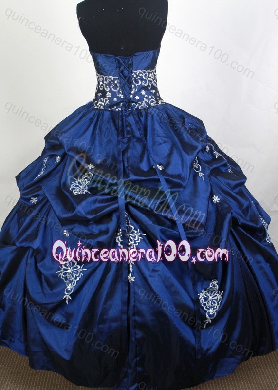 Royal Blue Strapless Full Lenght Quinceanera Dresses with Appliques