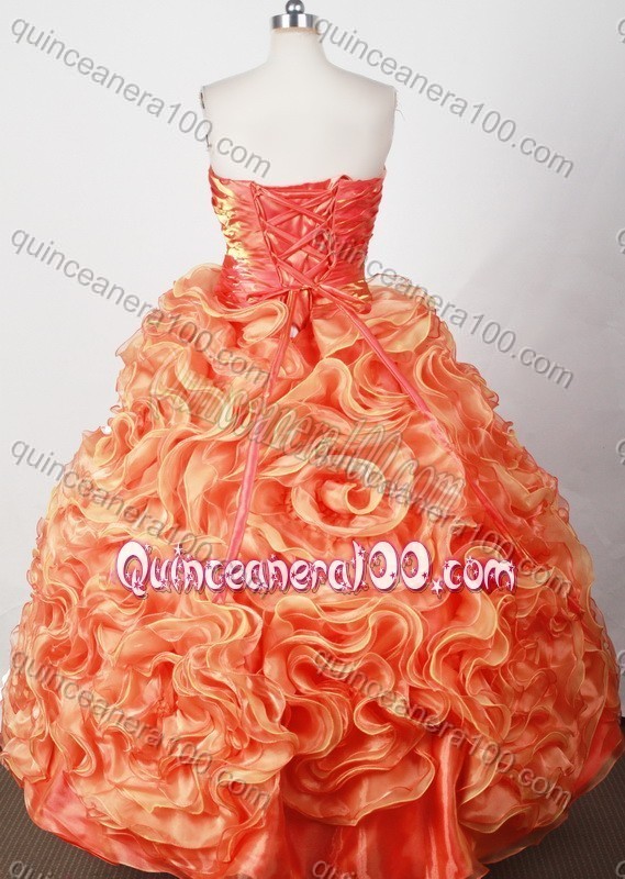 Perfect Orange Red Ball Gown Sweetheart Beading And Ruffles Quinceanera Dress