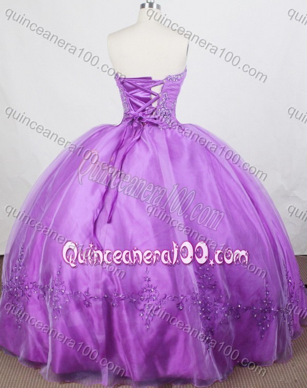 Romantic Purple Ball Gown Appliques Strapless Quinceanera Dresses