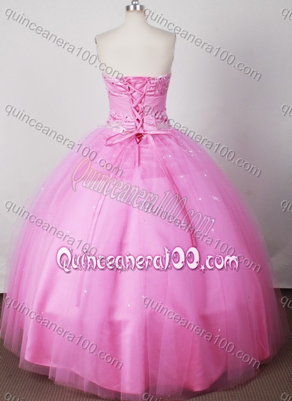 Sweet Ball Gown Sweetheart Beading Quinceanera Dress in Rose Pink