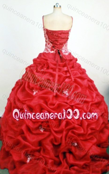 Sweet Ball Gown Spaghetti Straps Red Pick-ups and Appliques Quinceanera Dresses