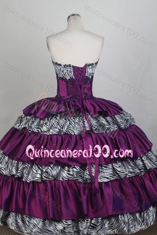 Sweetheart Ball Gown Colorful Appliques and Ruffled Layers Quiceanera Dresses