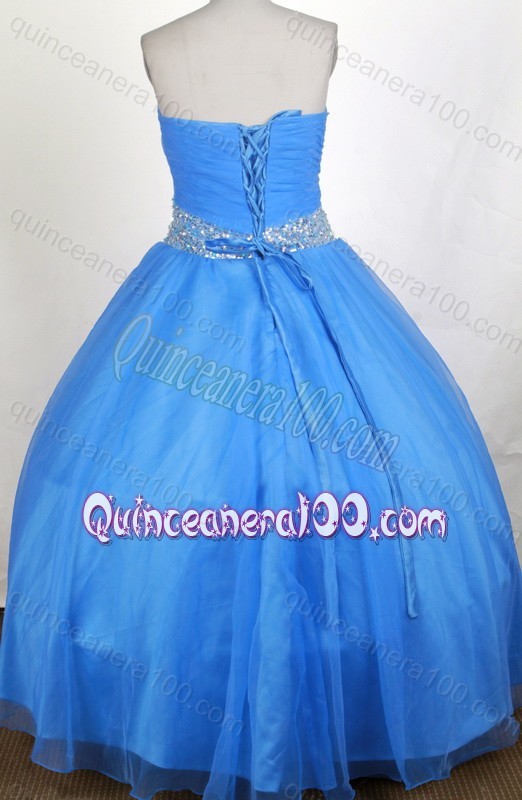 Beautiful Blue Sweetheart Sequins and Beading Quinceanera Dresses in Blue