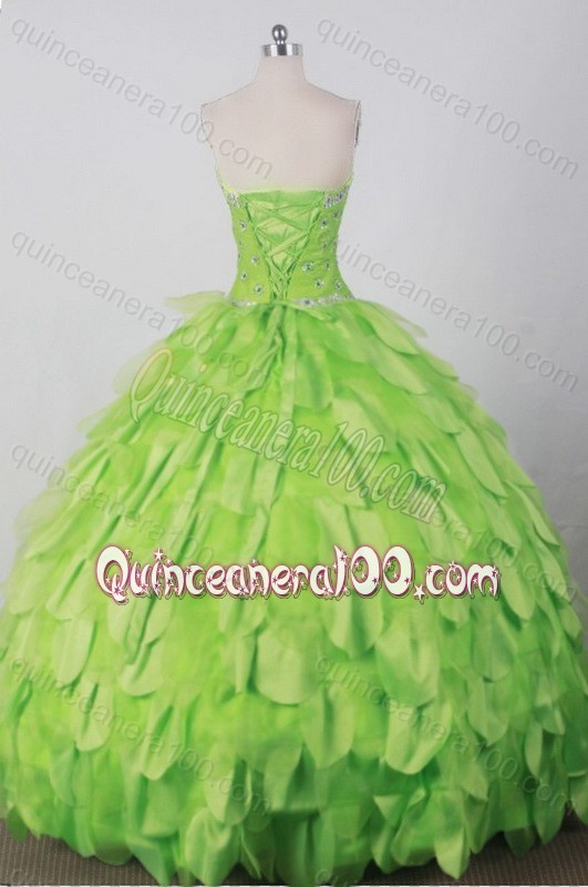 Beautiful Green Ball Gown Strapless Beading And Appliques Quinceanera Dresses