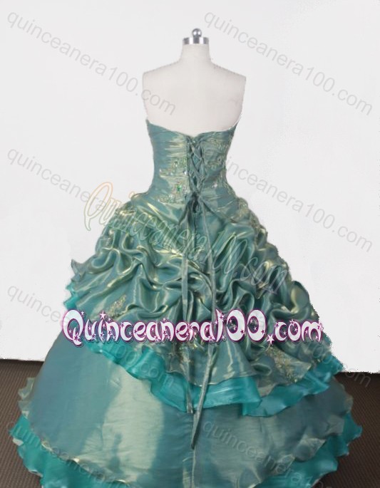 Exclusive Ball Gown Strapless Appliques and Pick-ups Quinceanera Dresses