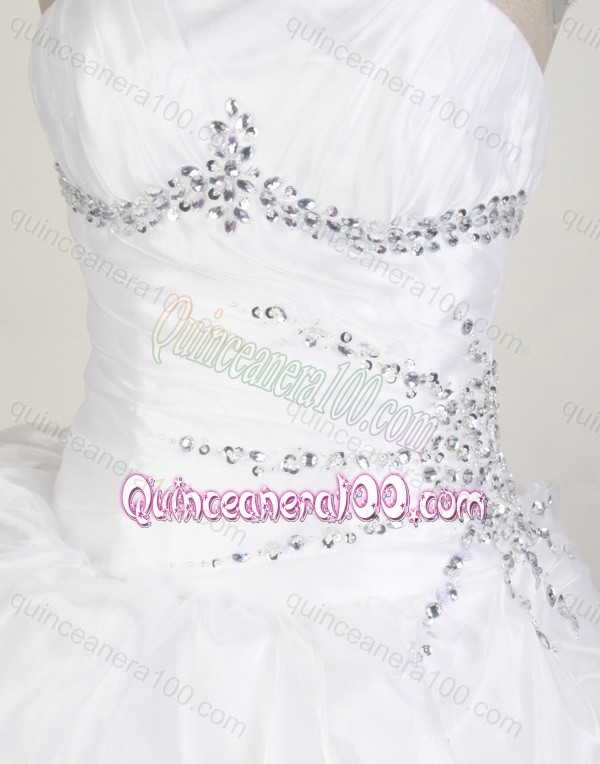 Perfect White Ball Gown Beading and Ruffles Quinceanera Dresses